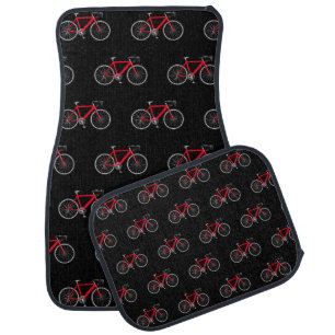 Red Bicycles On Black  Car Floor Mat