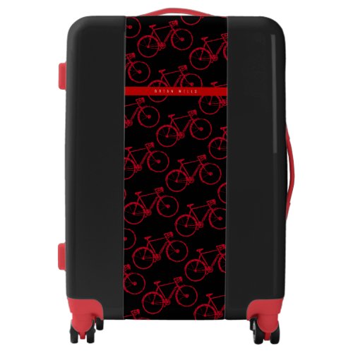 red_bicycles pattern sporting cycling cool black luggage