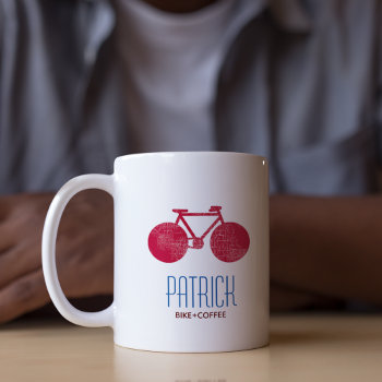 Red Bicycles Personalized Mug With His Name by mixedworld at Zazzle
