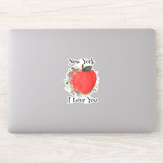 RED BIG APPLE New York I Love You Sticker (Computer)
