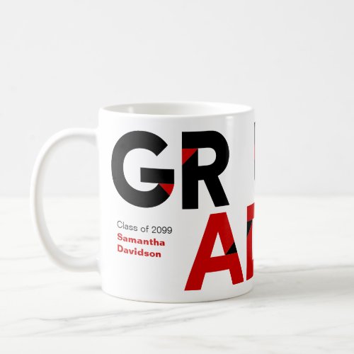 Red Big Bold Angle_Cut Letters Graduation Coffee Mug