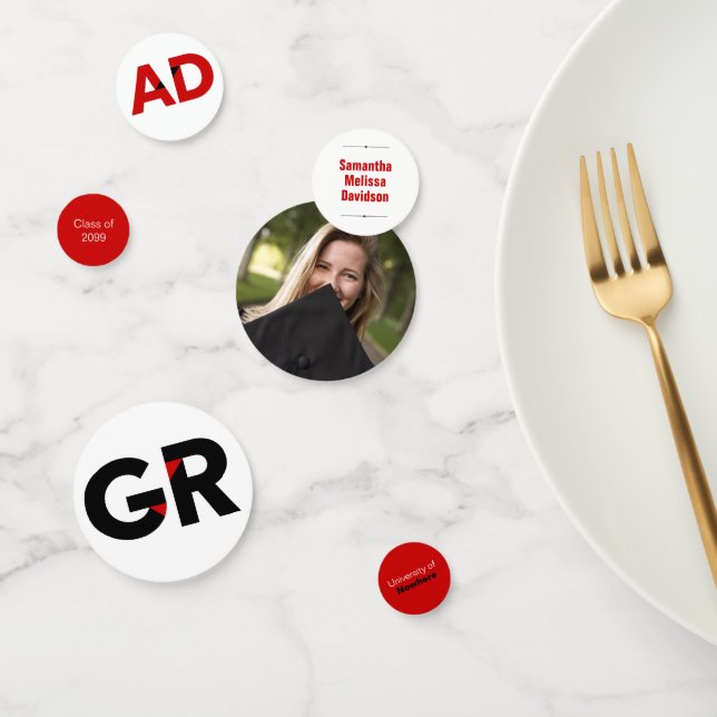 Red Big Bold Angle-Cut Letters Graduation Confetti (Group)