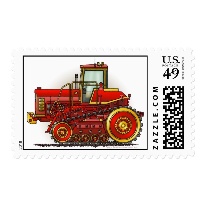 Red Big Dozer Tractor Stamps