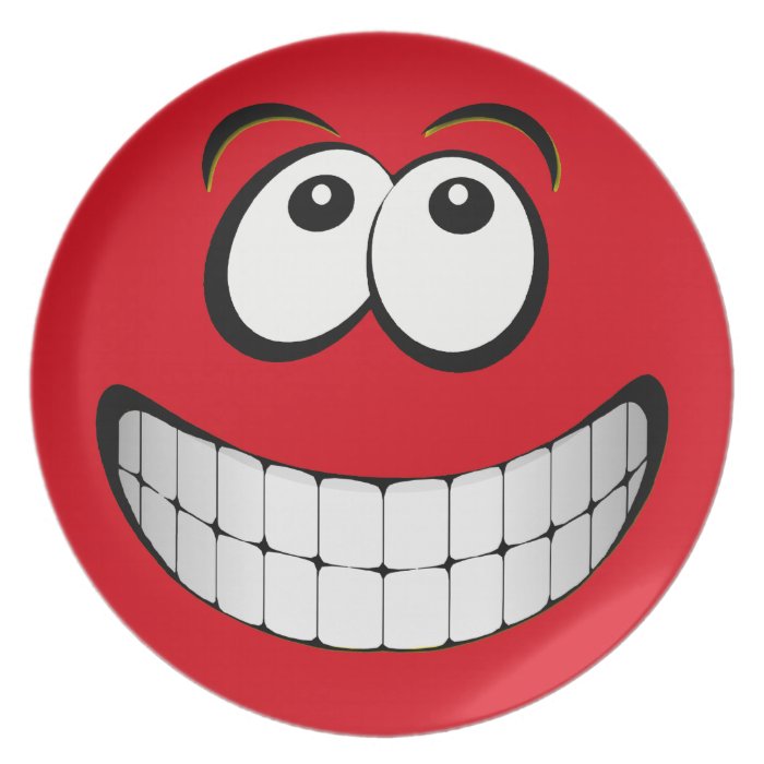 Red Big Grin Smiley Face Party Plates