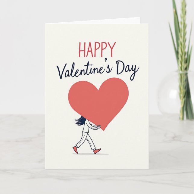 Red Big Heart Valentines Day Card (Front)