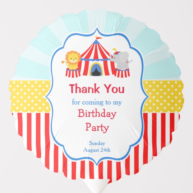 Red Big Top Circus Carnival Birthday Party Balloon (Front)