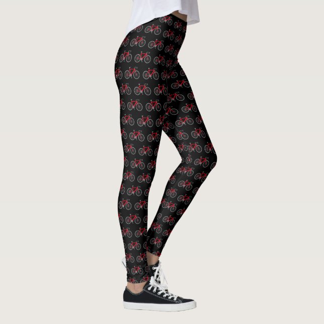 Red Bikes On Black  Leggings (Right)
