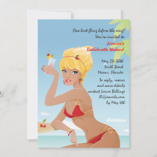 Red Bikini Girl Bachelorette Party Invitation