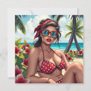 Red Bikini, Sunglasses and Bandana Woman Blank
