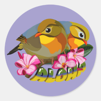 RED-BILLED LEIOTHRIX BIRDS—ALOHA CLASSIC ROUND STICKER