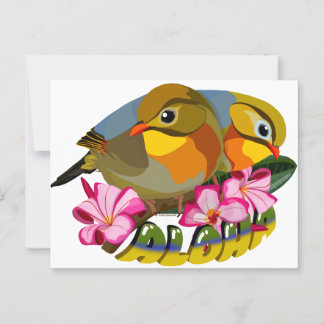 RED-BILLED LEIOTHRIX BIRDS—ALOHA POSTCARD
