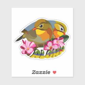 RED-BILLED LEIOTHRIX BIRDS—ALOHA STICKER