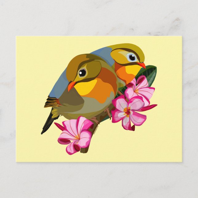 RED-BILLED LEIOTHRIX BIRDS POSTCARD (Front)