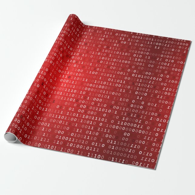Red Binary Code Gift Wrap (Unrolled)