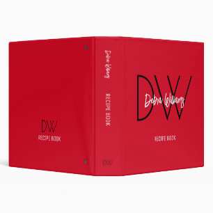 RED binder with modern custom monogram