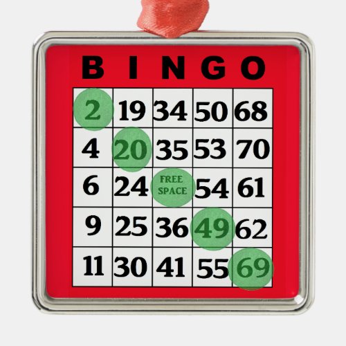 Red BINGO Card  BINGO Lovers Gift Christmas   Metal Ornament