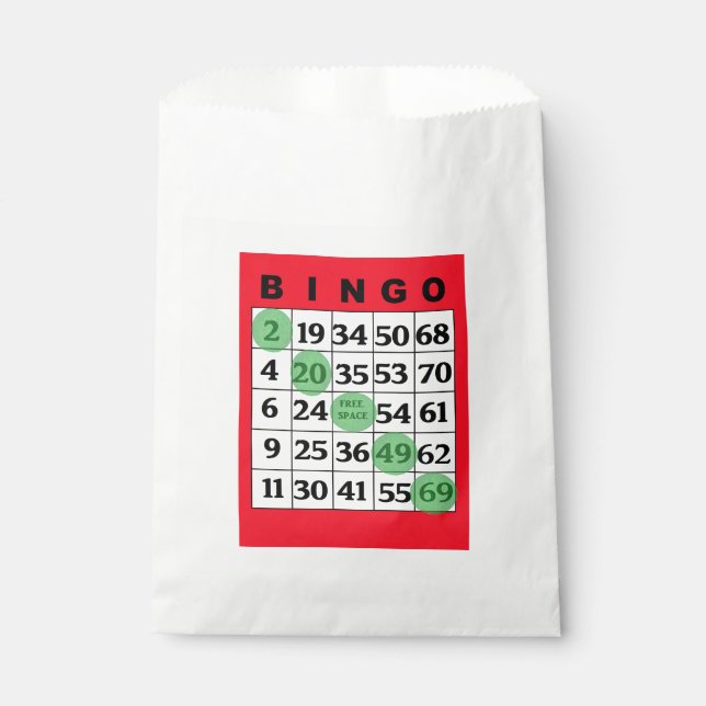 Red BINGO Card Party Favor Bag (Front)