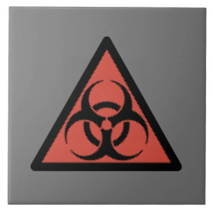Red biohazard sign ceramic tile