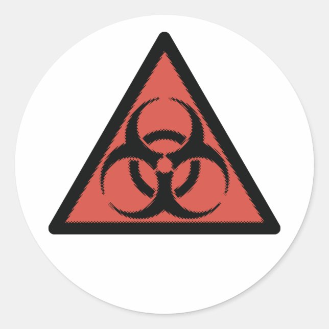 Red biohazard sign classic round sticker (Front)