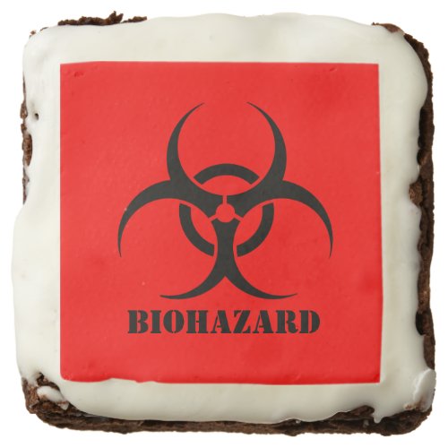 Red BIOHAZARD Sign Warning  Label Halloween Buffet Brownie