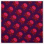 Red Biohazard Skull and Crossbones Fabric