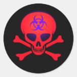 Red Biohazard Skull and Crossbones Sticker