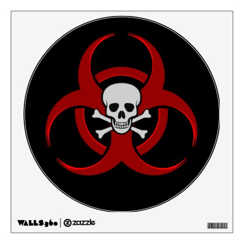 Red Biohazard Skull and Crossbones Wall Sticker