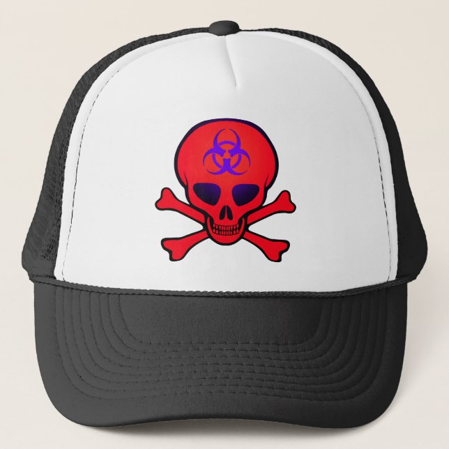 Red Biohazard Skull Cap (Front)