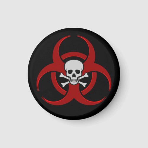 Red Biohazard Skull Magnet