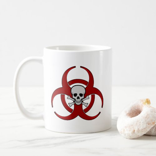 Red Biohazard Skull Mug