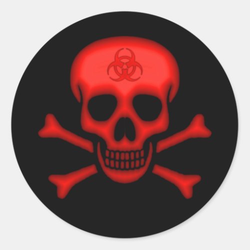 Red Biohazard Skull Sticker