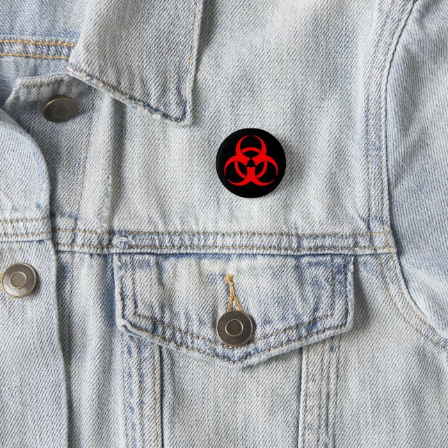 Red Biohazard Symbol Button (In Situ)