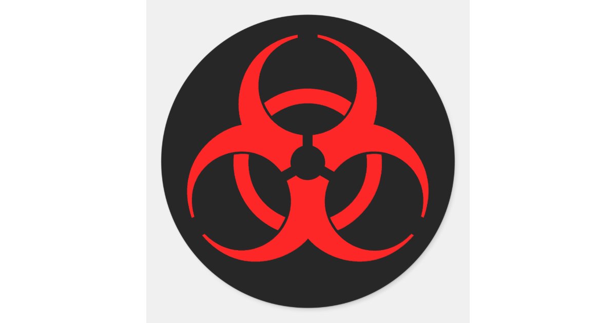 Red Biohazard Symbol Classic Round Sticker | Zazzle