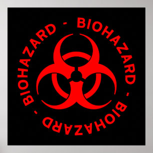 Red Biohazard Symbol Poster