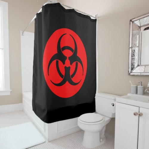 Red Biohazard Symbol Shower Curtain