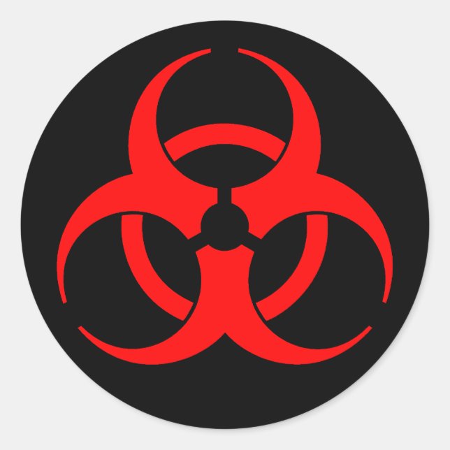 Red Biohazard Symbol Sticker (Front)