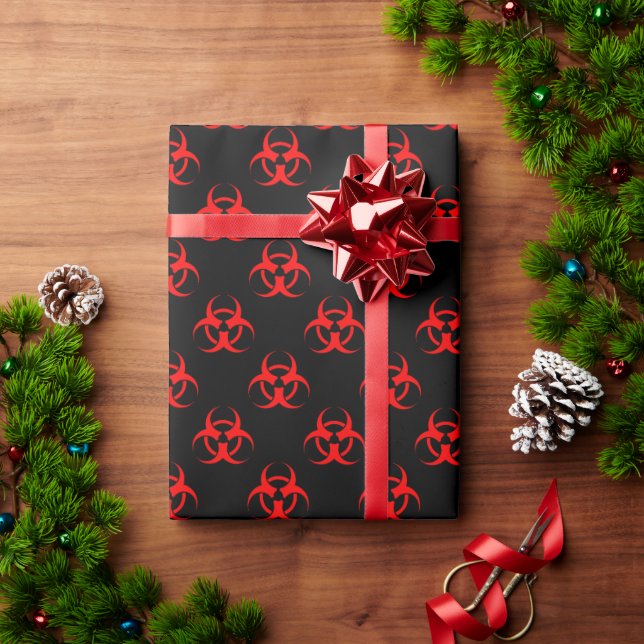Red Biohazard Symbol Wrapping Paper (Holiday Gift)