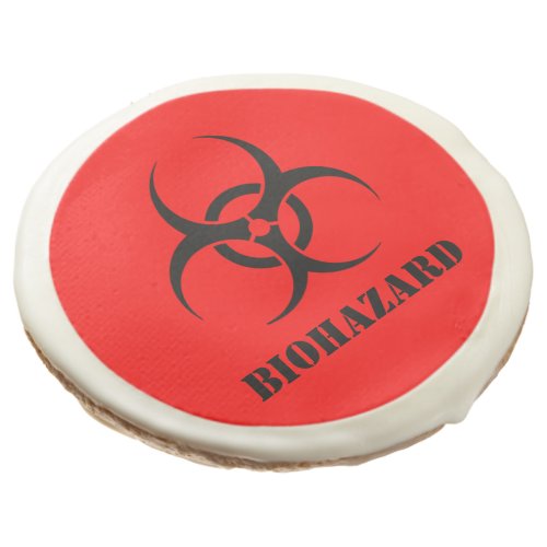 Red BIOHAZARD Warning Label Halloween Buffet Sugar Cookie