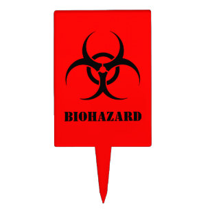 Red BIOHAZARD Warning Label Halloween Props Cake Topper