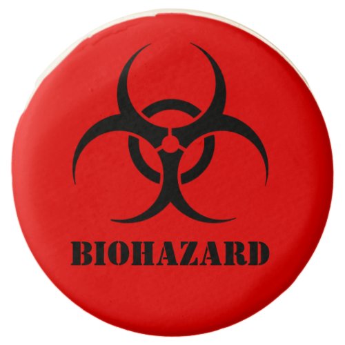 Red BIOHAZARD Warning Label Halloween Props Chocolate Covered Oreo