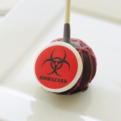 Red BIOHAZARD Warning Label Halloween Treats Cake Pops