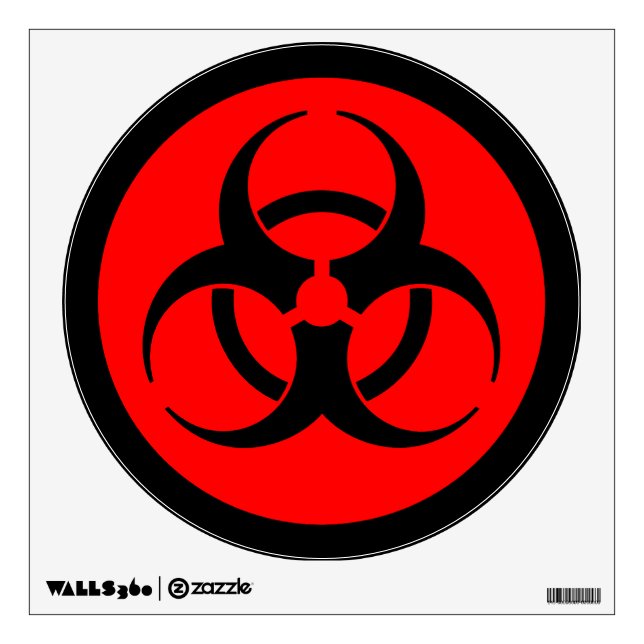 Red Biohazard Warning Sign Wall Sticker (Front)