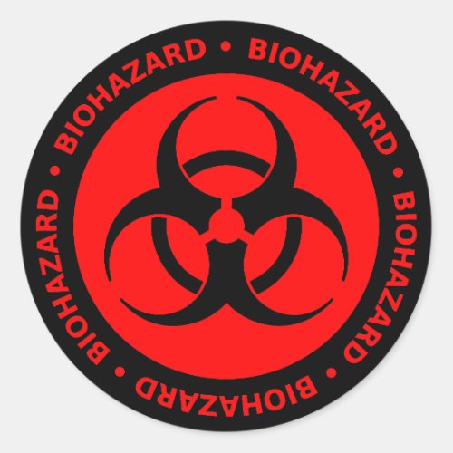 Red Biohazard Warning Sticker