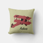 Red Biplane Kids Room Toss Pillow at Zazzle