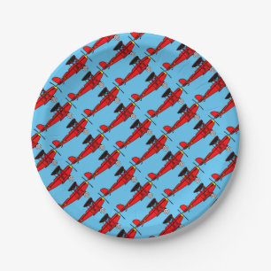 Red Biplane Paper Plates