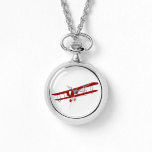Red Biplane Wrist Watch