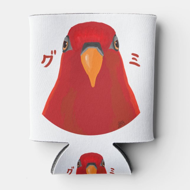 Red birb “GUMI” Can Cooler (Front)