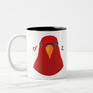 Red birb “GUMI” Two-Tone Coffee Mug