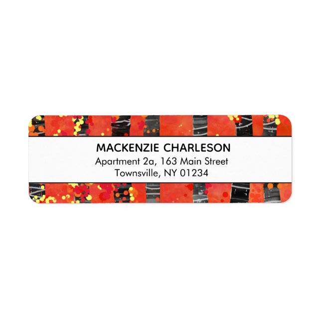 Red Birch Tree Forest Abstract Address Label (Front)