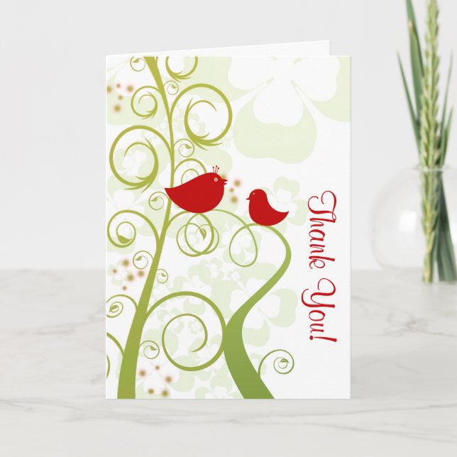 Red Bird All Ocassion Thank You Note Card (Front)